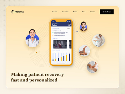 Personalized and automated patient care platform branding business case study clinic design layout patients physio recovery web