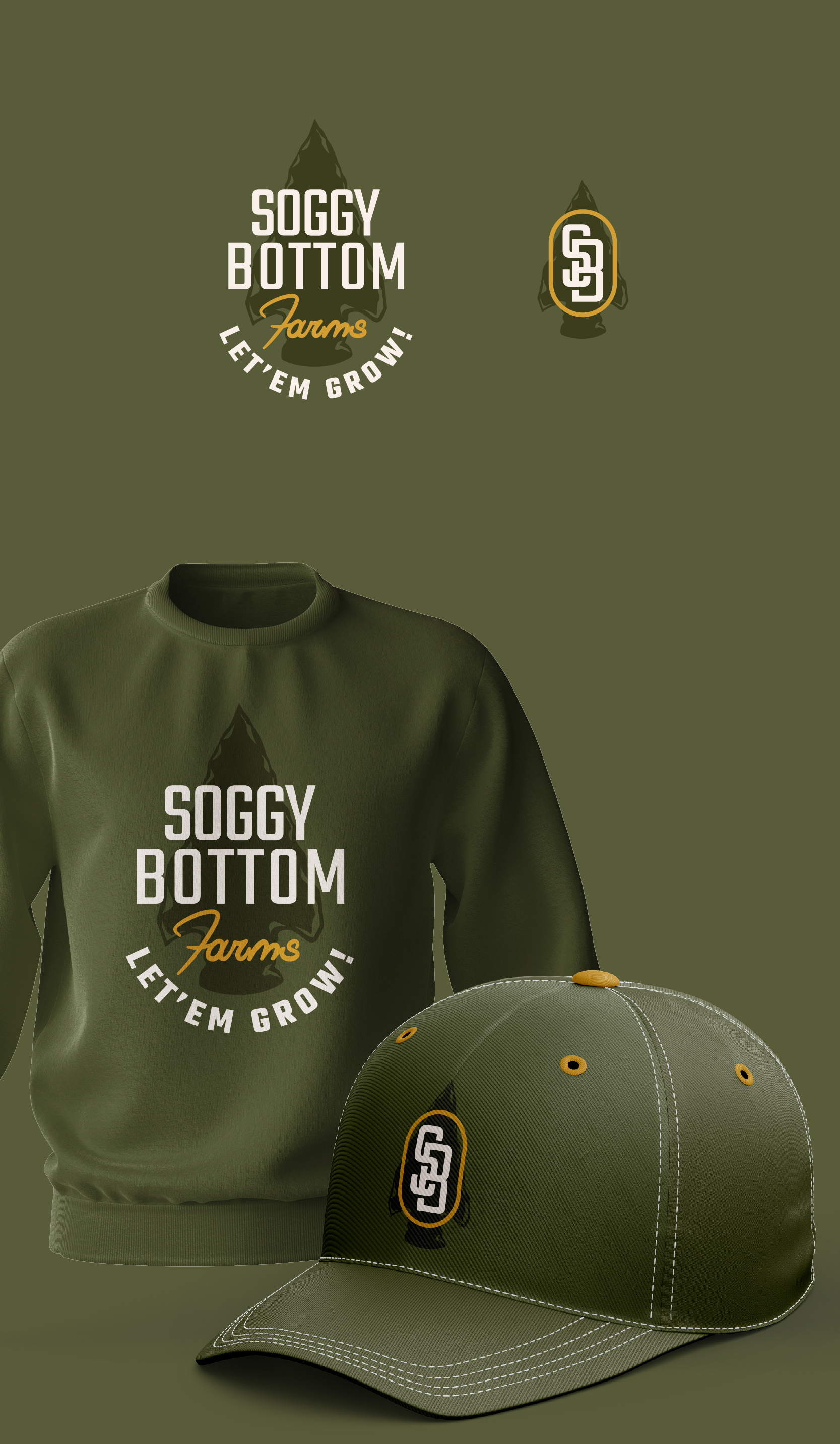 Soggy Bottom Farm Logo arrow head branding farm icon illustration logo mark monogram vector