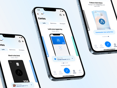 Lydia bank cards carousel app apple pay bank card carousel credit card design iphone lydia mobile product design slider ui ux