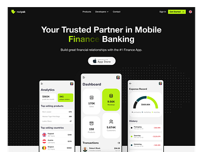 Mobile Finance App Landing Page app app landing app ui dashboard home page landing page mobile landing product ui ui landing ux ux landing web ui web ux website