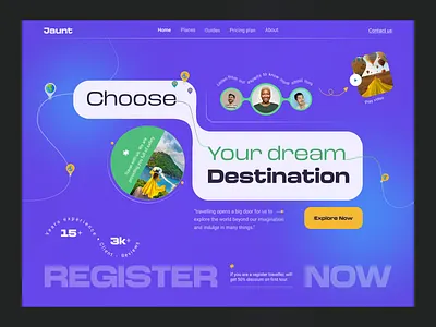 Travel agency web header explore landing page minimal color mou sushmita tour tour guide tourism travel agency travel website travelling trip ui web design web header web landing page website