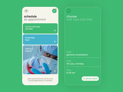 Medical Platform - Mobile app blue branding clean design form green healthcare illustration logo med medical meeting minimal mobile photo ui ux visit