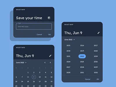 Calendar templates & Date picker UI design app datepicker design figma templates ui ui kit