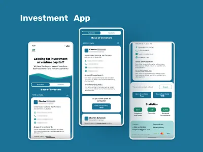Investment App app bank blue cards clean design finance financeapp fintech header investor iudesign list main mobile switcher transactions ui ux web