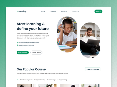 E-Learning Website e learning education website elearning header design home page learning app online learning study teacher tutor ux design websitedesign