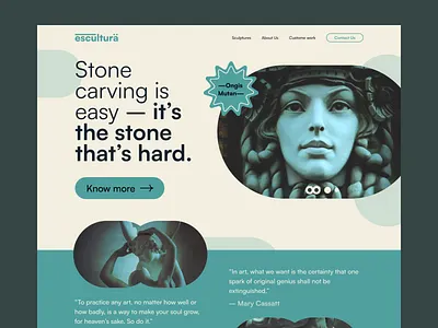 Museum Website design: Landing page - Escultura art desktop home page images landing page modern museum quotes sculpture ui design ux website