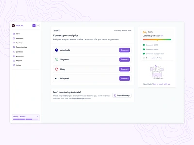 Onboarding analytics apollo connect crm funnel gong guide hubspot integrate lantern lusha onboarding onboarding flow process saas salesforce salesloft step by step user onboarding zoominfo