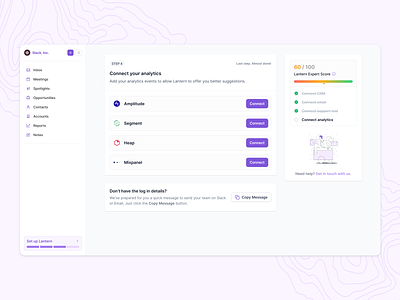 Onboarding analytics apollo connect crm funnel gong guide hubspot integrate lantern lusha onboarding onboarding flow process saas salesforce salesloft step by step user onboarding zoominfo