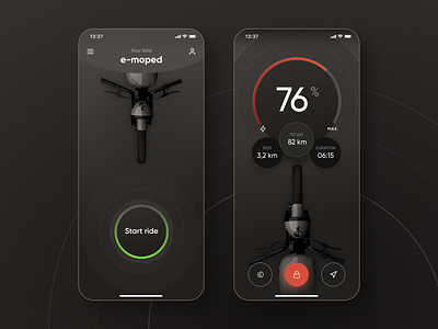 Electric moped app - concept 3d app bicycle charge charging drive electric ev interface moped transport ui vehicle