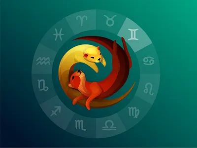 Zodiac signs. Gemini. 3d animals art branding design gemini graphic design icon illustration logo vector zodiac signs