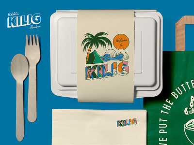 Branding For Casual Restaurant apparel brand identity branding design food graphic design illustration logo logotype packaging palm tree playful restaurant surf tropical typography