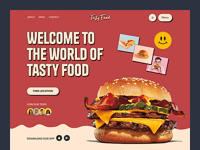 Tasty Food-Burger Shop Landing Page burger design ecommerce fast food food food delivery service landing page minimal product restaurant tasty food ui uiux webdesign website