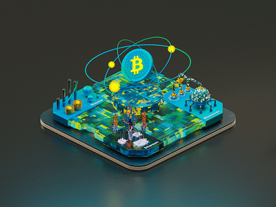 Bitcoin V1 3d bitcoin blender crypto cyberpunk cycles design iso