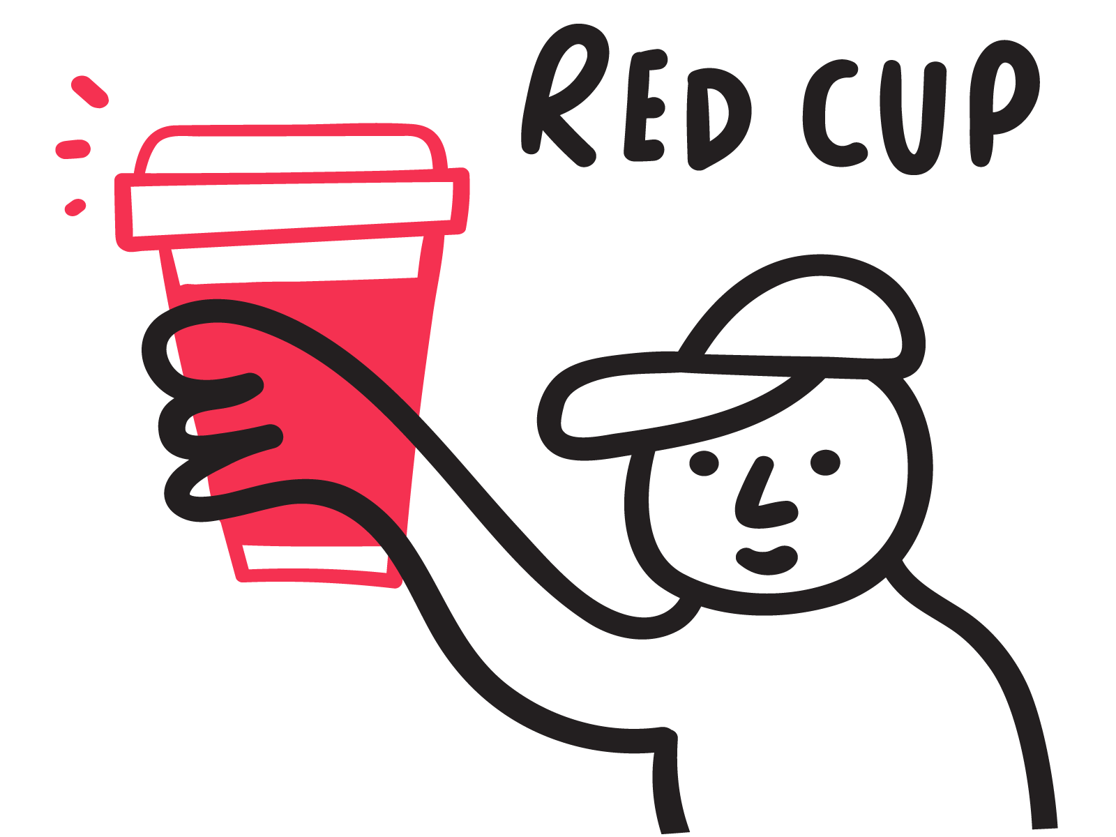 Red cup branding coffee cup design fun humor icon illustration line logo mark style symbol ui vector