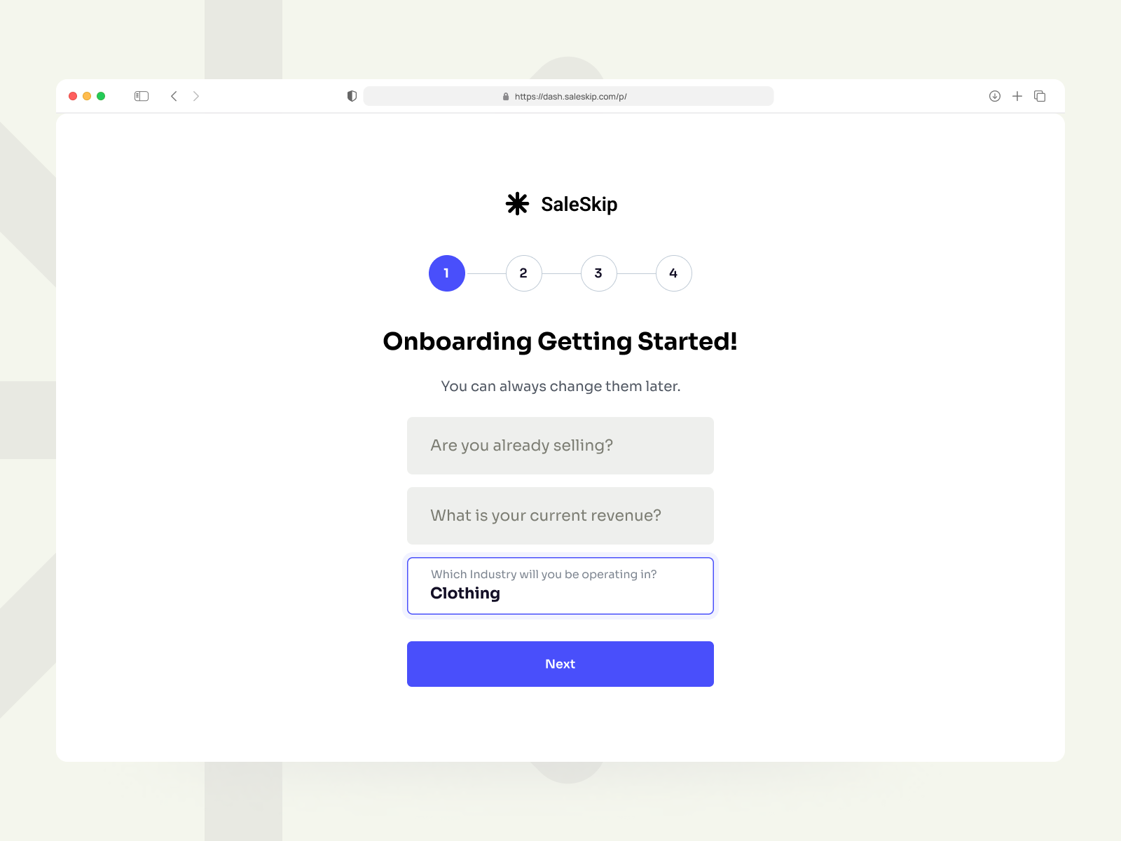 SAAS Onboarding | Signup clean crm dashboard onboarding process product design profile setup saas saas dashboard saleskip setup process ui uiux ux web design