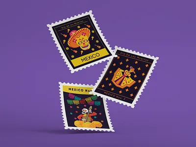 Day of the Dead- Postage Stamp Illustrations 3d branding colors creative creative agency design graphic design illustration logo ui uidesign ux design vector