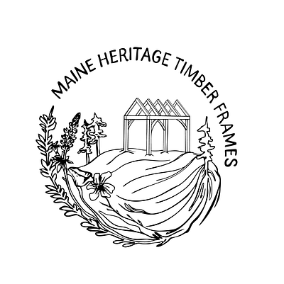 Maine Heritage Timber Frames Logo branding floral logo timber frame