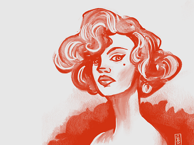 Red drawing illustration procreate red woman