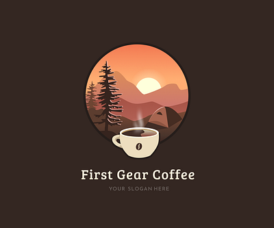 Good morning coffee dark camping coffee illustration