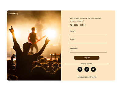 Daily UI #001 - ConcertGig Sign Up Page challenge dailyui design singin singup ui uxdesign webdesign