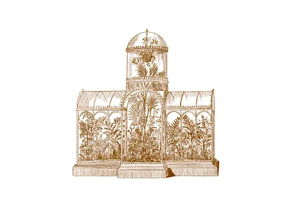 toile de jouy glass house branding design draw fashion glass house graphic design greenhouse illustration logo painting palms plants print tolile de jouy ui