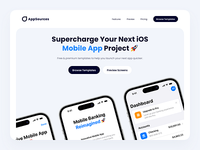 AppSources - Hero app templates app website design design digital design ios app ios app design ios app templates landing page landing page design landing page ui marketing website marketing website design mobile app templates product design templates for ios ui ui for web uiux web design web ui