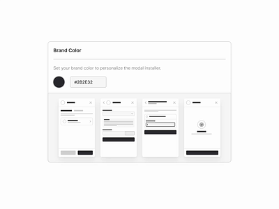 Brand color – card settings brand color builder card card design color picker color selection interface miniature preview product design settings skeleton ui ux web