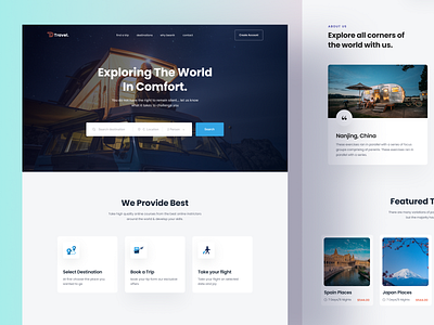 Free Travel Agency Landing Page Design design figma download figma freebies free figma download freebies illustration landing page travel travel website ui ui design ui ux uikit ux design web web design website design