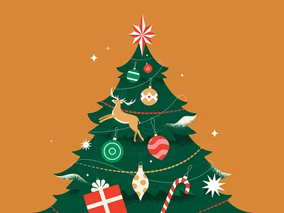 Christmas illustration #2 @Vilnius Outlet celebration christmas christmasornaments christmastree flat flatillustration illustration lights minimal posterdesign reindeer vector winter