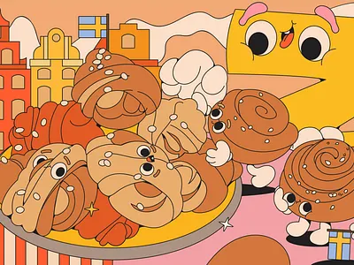 Stockholm feast character design characters cover illustration editorial illustration food illustration vector