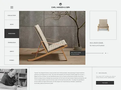 Danish furniture design Web UI branding carl hansen chair concept danish furniture design e commerce figma furniture furniture shop graphic design header interior interior modern minimalism store ui ux web web header