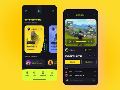 Streaming App app app design design gaming app gamingstreaming live minimal orix platform player sajon stream platform streaming app streaming community streaming service ui user interface ux video game video service