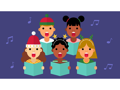 Christmas card in flat vector style. adobe illustrator card childrens choir choir christmas design flat design flat illustration flatvector holiday icon set icons marry christmas postcard vector illustration winter