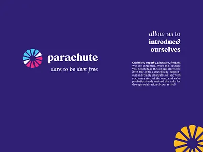 Parachute Re-brand brand branding bright clean colorful counseling debt fun icon logo parachute rebrand