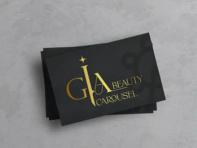 Beauty salon business card and logo beauty beauty salon black and gold branding business card carousel design elegant elegant business card gold gold business card graphic design logo