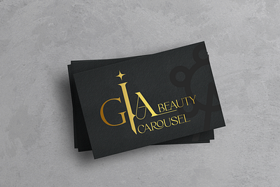 Beauty salon business card and logo beauty beauty salon black and gold branding business card carousel design elegant elegant business card gold gold business card graphic design logo