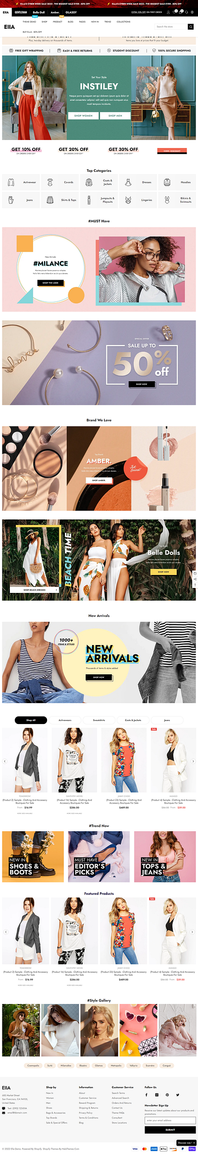 Ella - High Fashion Shopify eCommerce Theme branding ecommerce design