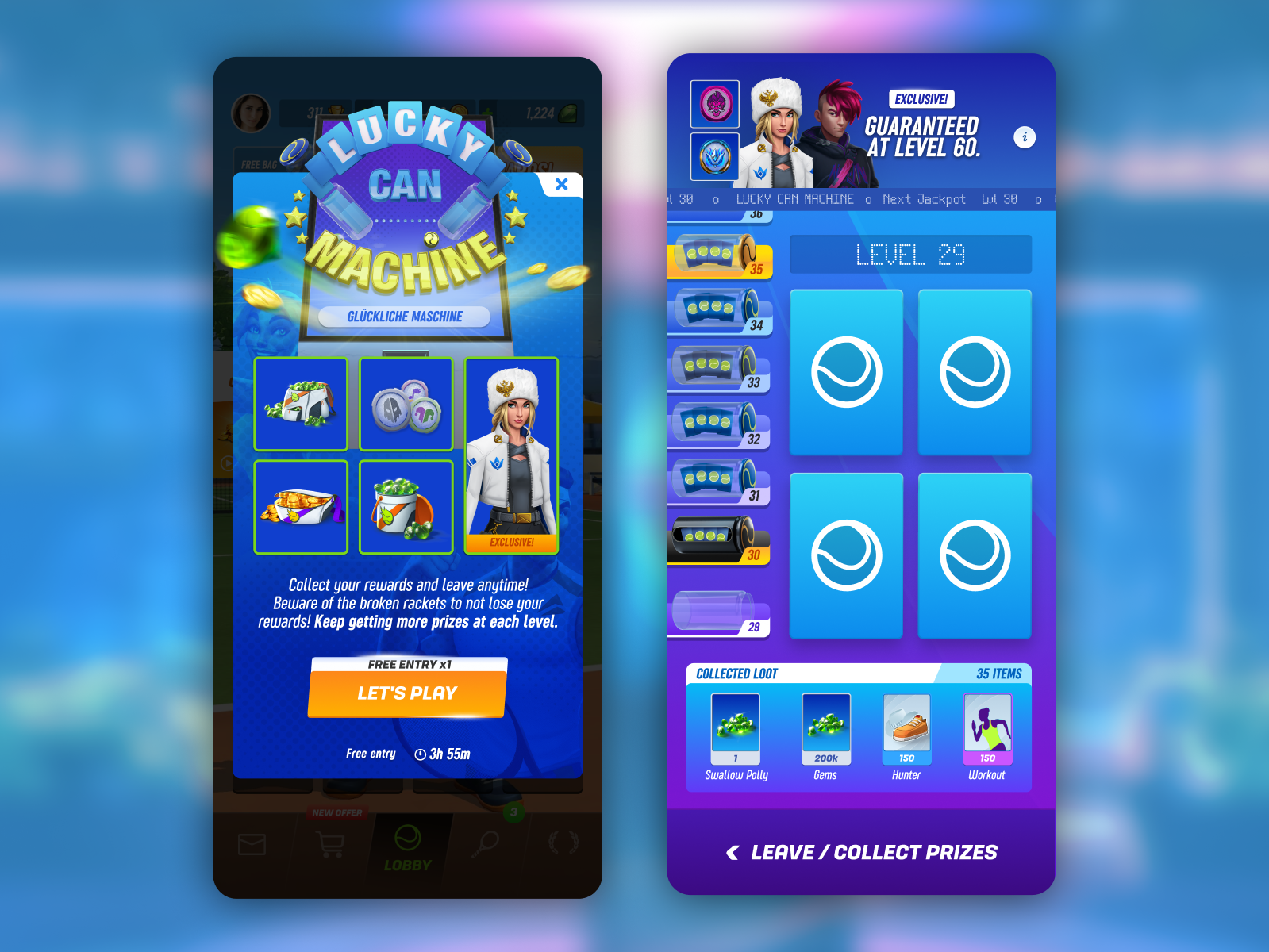 Tennis Clash Lucky Can Machine