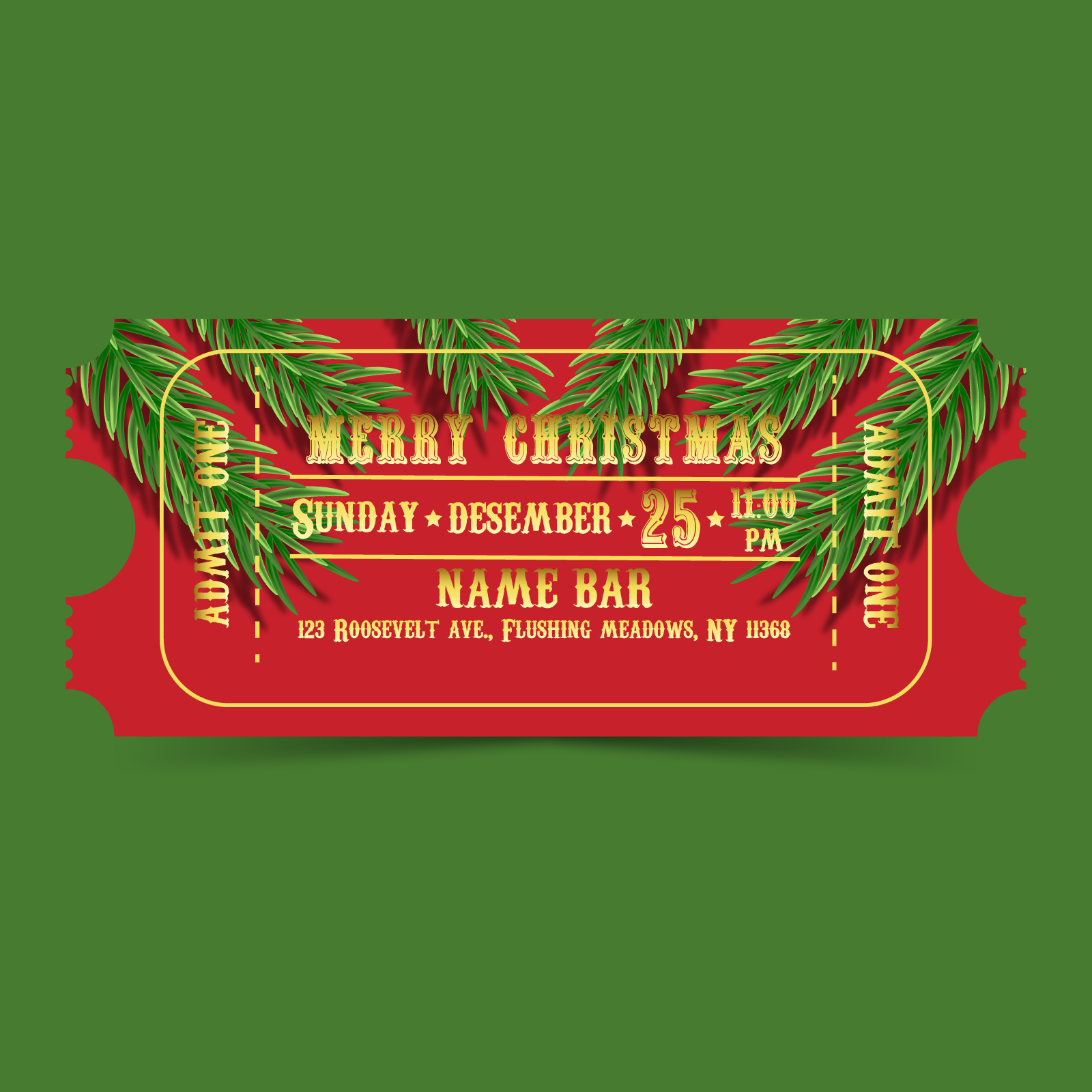 Christmas party ticket template by Olga on Dribbble