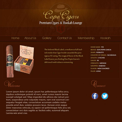 Cigar Lounge website cigar lounge website graphic design website