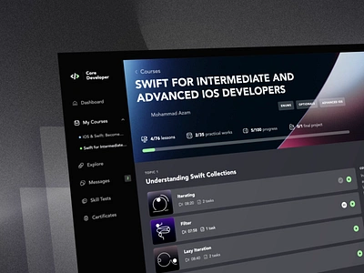 Core Developer - programming learning platform app dashboard e learning education elearning it education learning phenomenon platform product product design programming study ui ui design ui ux uxui web app webapp webdesign