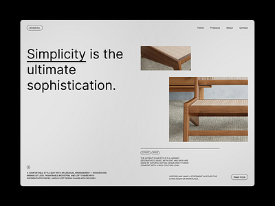06 Simplicity / Furniture Hero chair design figma furniture grid inter landing landing page layout modern product sans serif simplicity ui visual web