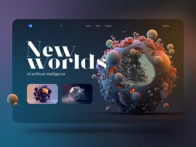 Experiments with new AI dark ui design hero illustration ui