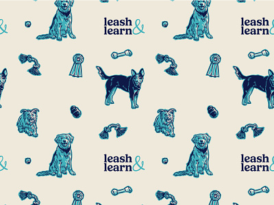 Leash & Learn Pattern brand refresh dog trainer hand drawn illustrated pattern illustration new york patterning pets