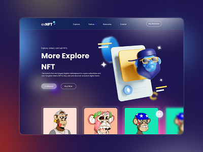exNFT Website UI/UX 3d ex nft nft design nft ui nft ux nft website ui ux web design web ui