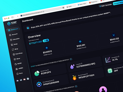 TWEP - Crypto Web App blockchain coin crypto crypto wallet cryptocurrencies dark theme dashboard defi design designer exchange swap trade ui uidesign ux wallet web 3 web application design web3