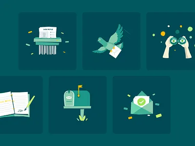 Permission Slip Illustrations brand branding color data security design document email eye flat illustration illustrator minimal privacy shredder vector