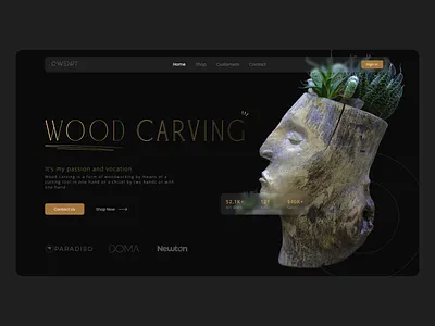 Wood carving - Hero Section carving dark dark ui darktheme design hero hero section herosection landing landing page landingpage stone carving typo typography ui wood wood carving wood work woodcarving woodwork