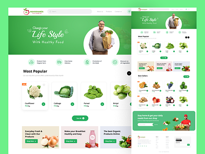 Organic & Grocery Marketplace Web Design banner design branding design ecommerce grocery web ui new template uiux design