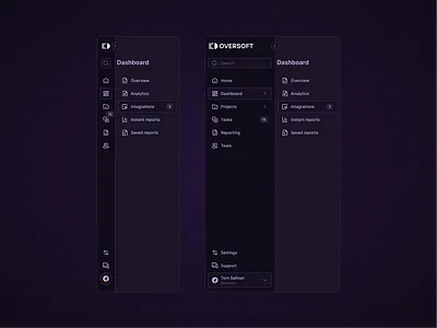 Two-level side bar aplication app crm dark menu navigation sidebar ui ux webapp